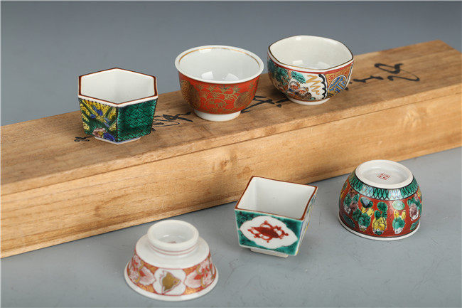 名家联袂九谷烧茶杯角福九谷栄三九谷木米永乐杯子陶瓷茶具茶道具