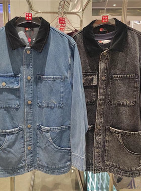 中国李宁2024新品男女同款运动宽松休闲翻领水洗牛仔外套AJDU309