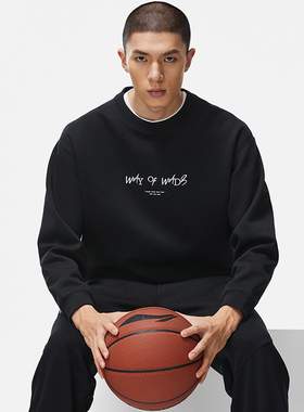 李宁韦德系列男女同款套头无帽卫衣加绒冬宽松型保暖卫衣AWDT941