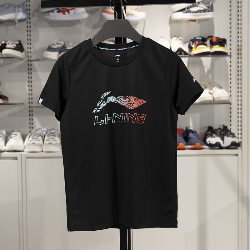 李宁儿童短袖T恤25新款排湿速干青少年羽毛球服圆领文化衫AHSV438