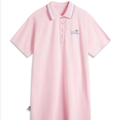 李宁正品X迪士尼史迪奇联名系列女子翻领简约宽松连衣裙ASKU068