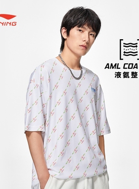 李宁短袖T恤男女同款夏韦德休闲透气宽松短袖T恤衫文化衫ATSS419