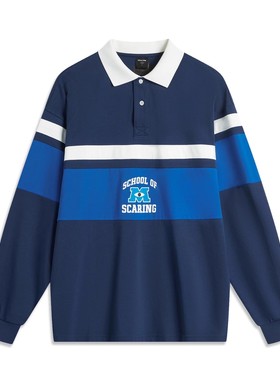 李宁2024秋季X迪士尼怪兽大学联名系列男子宽松长袖POLO衫APLU145