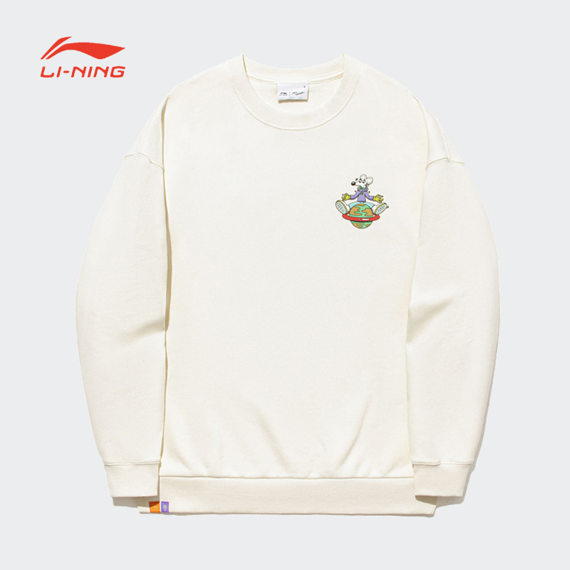 中国李宁系列卫衣男冬时尚舒适潮流宽松休闲套头无帽卫衣AWDTD09