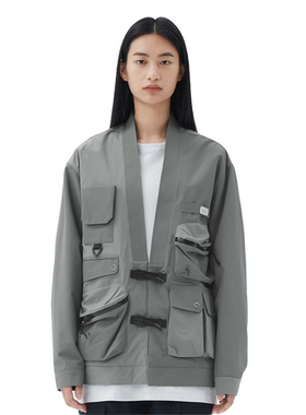 李宁LNG都市机能风系列纯色组合口袋拼接道袍夹克男女外套FDBC004