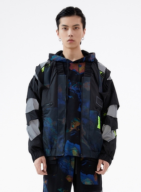 李宁LNG未来玩家系列男女同款拼接拉链长袖运动夹克外套FFAC002