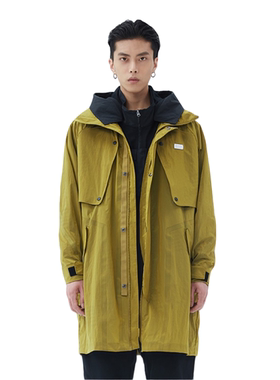 李宁LNG都市机能系列纯色潮流可拆卸解构拼接长款男士风衣FDBC005