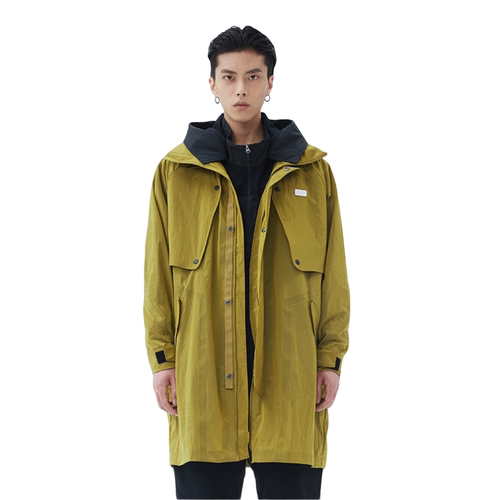 李宁LNG都市机能系列纯色潮流可拆卸解构拼接长款男士风衣FDBC005