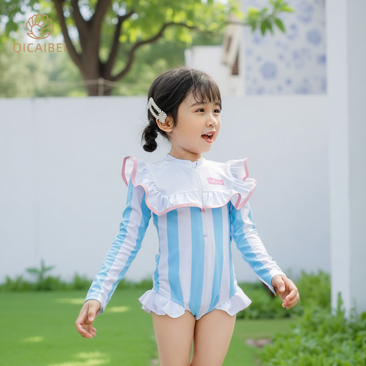 高品质女童泳衣ins时尚温泉海边