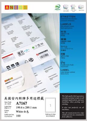 安内斯aneos美国100张打印标签纸