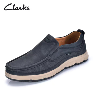 clarks其乐男鞋春秋新款舒适软皮软底乐福鞋一脚蹬牛皮商务休闲鞋