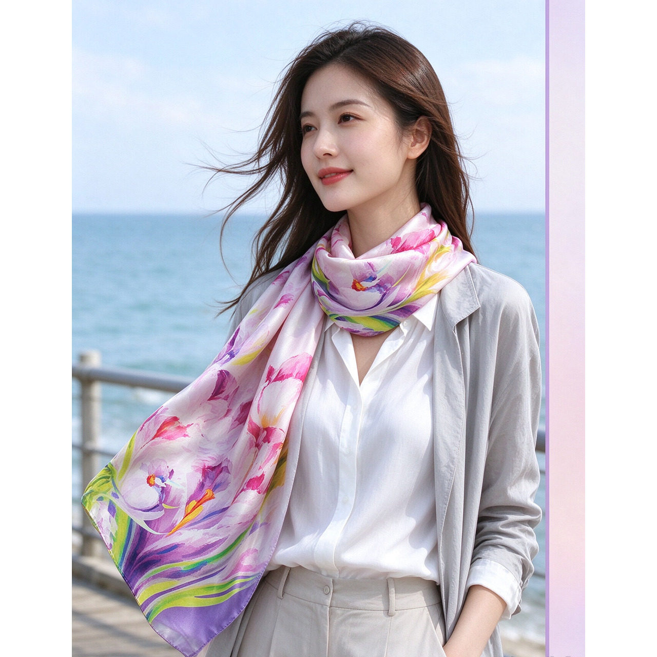 100%真丝桑蚕丝围巾女桑蚕丝