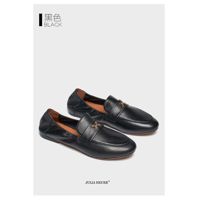 2024年Julia新款乐福鞋一脚蹬舒适新款芭蕾舞平底奶奶鞋羊皮女鞋