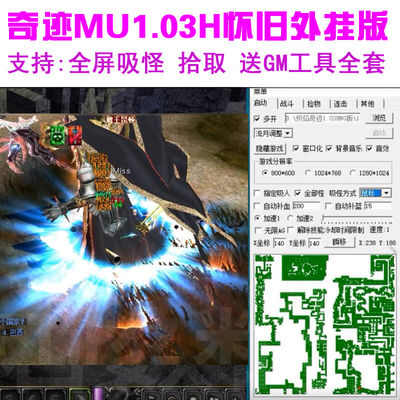 奇迹mu单机1.03h外挂版可自动挂机全屏吸怪捡物连击多开 送Gm工具
