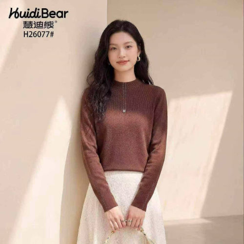 慧迪熊女中领长袖中厚毛衣26077