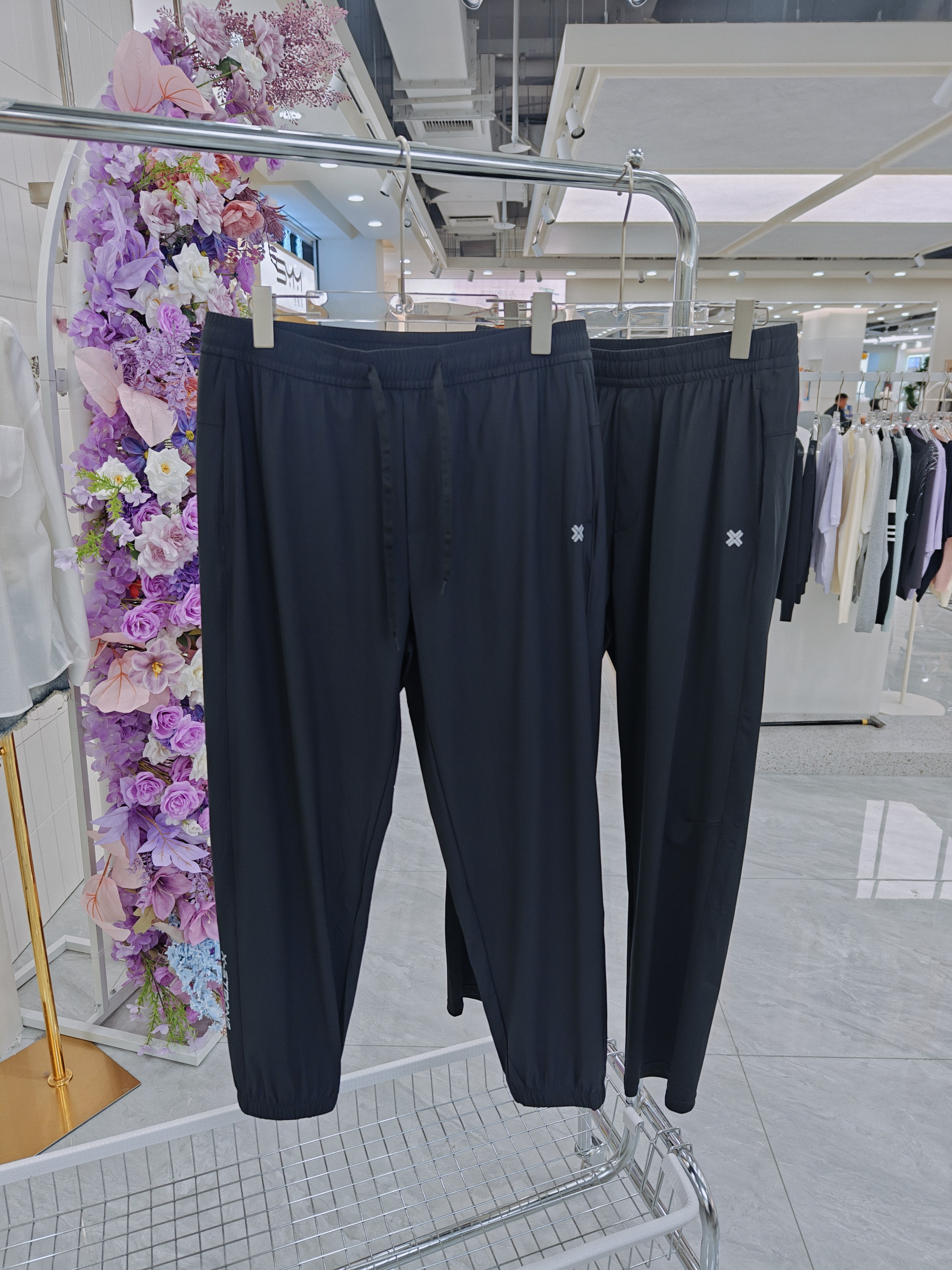 圣雅美72567夏新男束脚运动休闲速干速冰薄长裤直筒高松紧腰户外