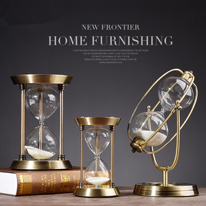 现代简约金属沙漏计时器摆件 北欧创意家居软装饰品客厅欧式摆设