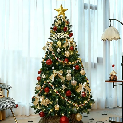 加密圣诞树跨境亚马逊全尺寸尖头酒店商场布置装饰落地圣诞装饰品