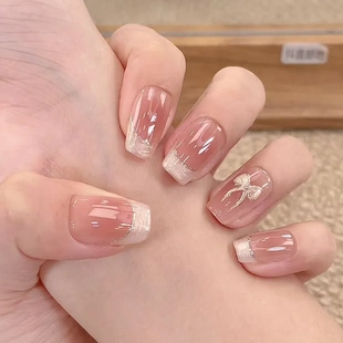 【金玉腰】晶石猫眼美甲立体蝴蝶纯欲短款法式庄周梦蝶穿戴甲显白