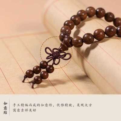 正宗檀木手串沉水级老料檀木乌木6/8mm108颗念珠男女情侣手链