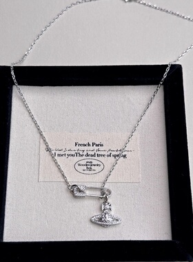 高版本立体土星项链钛钢透明水晶星球吊坠锁骨链轻奢小众