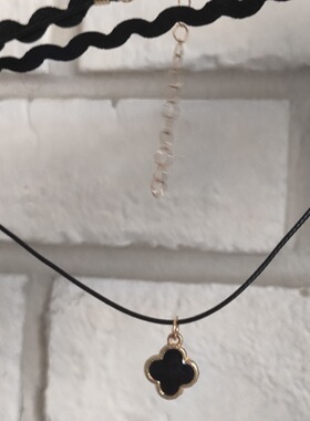 2025新款首饰配饰颈链女黑色四叶草项链高级感轻奢小众锁骨