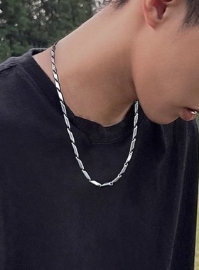 菱形钛钢项链男士高级感男潮男款男生链子配饰锁骨链潮牌百搭