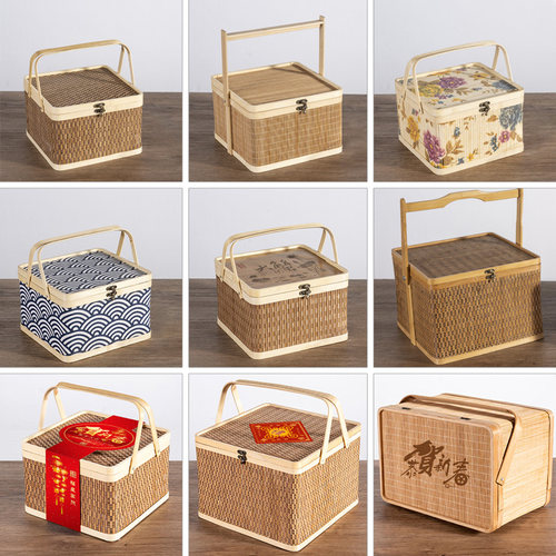25竹篮手提篮春节喜盒年货包装盒