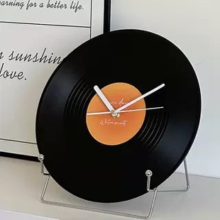 复古黑胶唱片桌面时钟摆台式创意时钟摆放客厅卧室装饰品高级小众