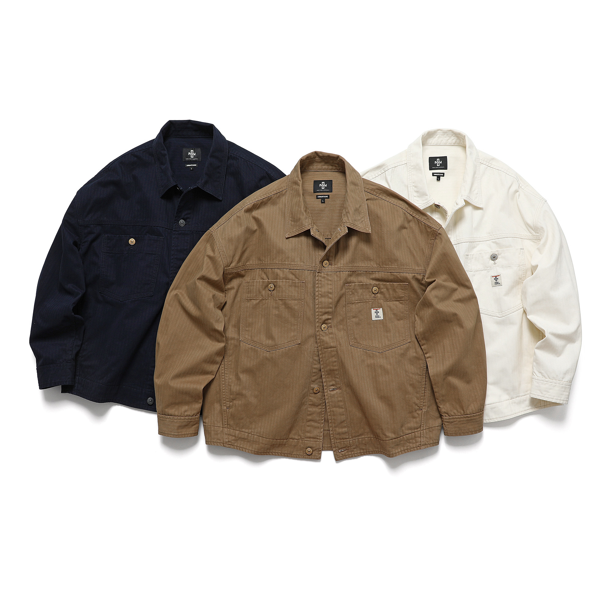 秋冬复古质感人字纹宽松夹克男