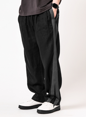 实年服工春夏100%亚麻老钱风直筒长裤宽松透气通勤休闲裤男SK241