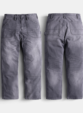 实年服工092复古水洗质感珠帆工装裤美式直筒裤咔哈特伐木裤男潮