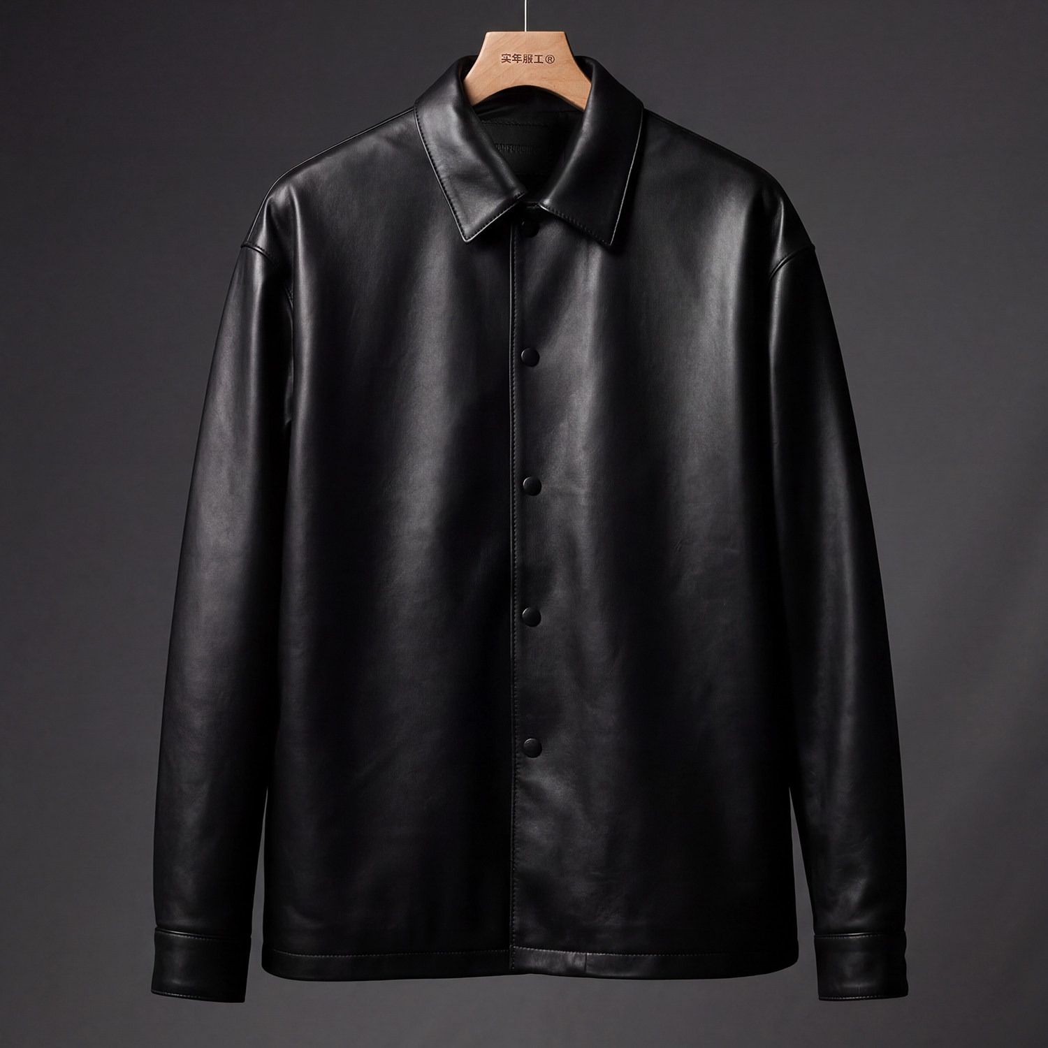 实年服工SNPY001工作室单件手作100%绵羊皮衣春秋休闲真皮夹克男