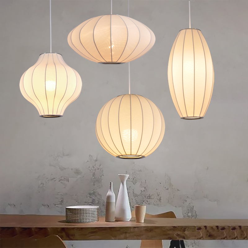 中式创意布艺灯笼复古餐饮店吊灯