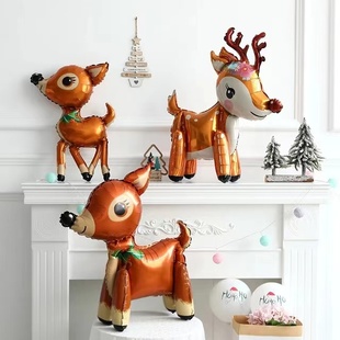 圣诞节主题3D立体卡通麋鹿驯鹿生日气球儿童宝宝派对装饰场景布置