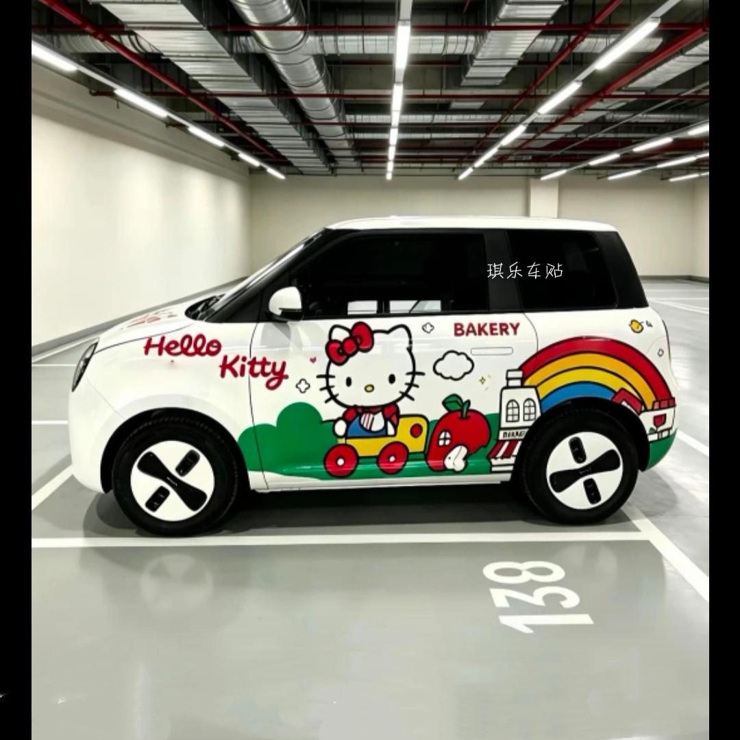 长安Lumin糯玉米彩虹Hello Kitty车贴拉花 可爱卡通车身装饰贴纸