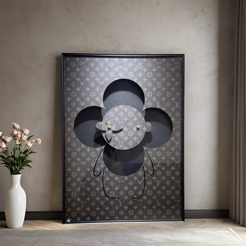 立体皮面拉布布积木钢化玻璃手餐厅客厅沙发工雕刻立体老花实物画