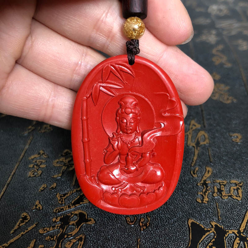 南海观音玉佩高含量朱砂证书吊坠