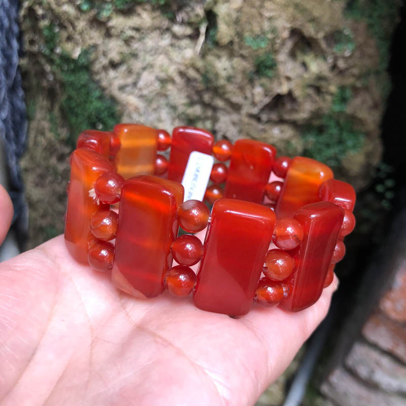 天然红玛瑙佛珠手链送证书