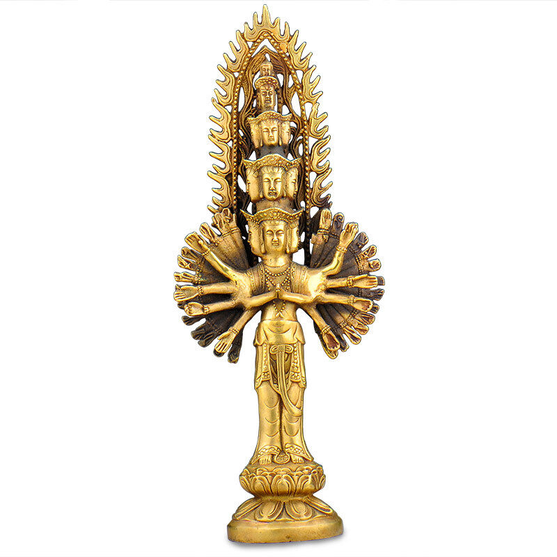 纯铜千手观音摆件多面佛像工艺品摆件送证书