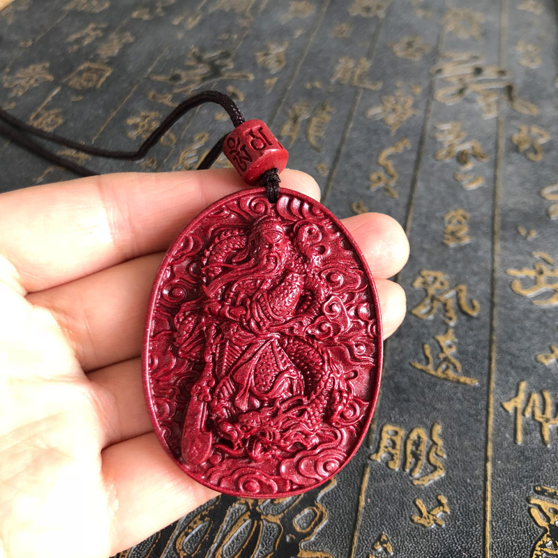 霸气风圆牌武财神关公吊坠送证书