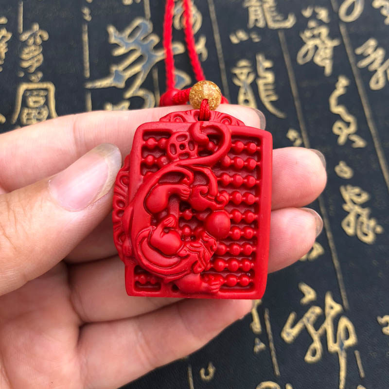 台湾原色神兽算盘玉佩证书吊坠