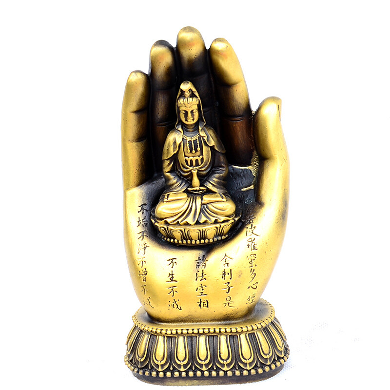 纯铜佛法无边观音摆件家居供奉心中有佛送证书