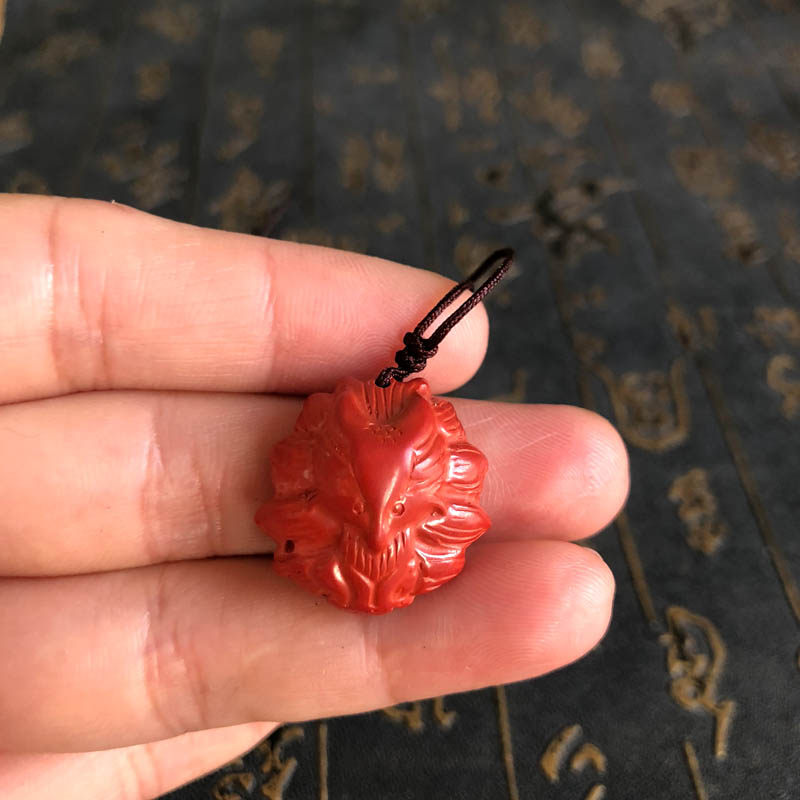 天然朱砂吊坠zhao桃花狐li手机链男女九尾狐玉坠项链情侣钥匙扣