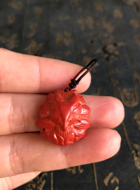 天然朱砂吊坠zhao桃花狐li手机链男女九尾狐玉坠项链情侣钥匙扣