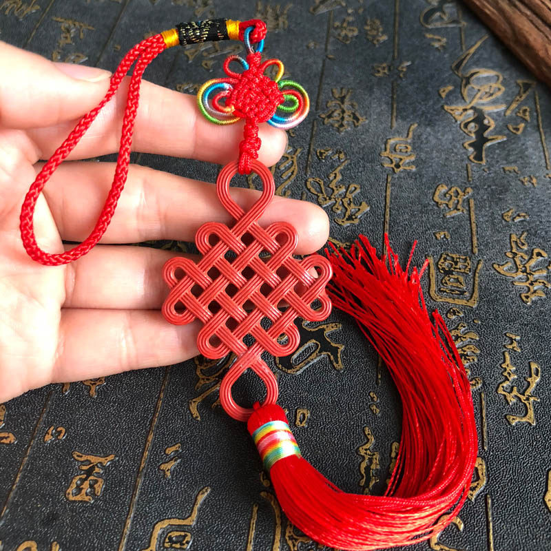 天然朱砂红中国结流苏挂件中国结家居装饰送证书