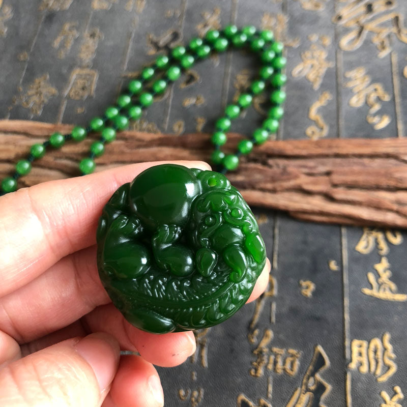 貔貅平安扣吊坠外蒙料男有求必应玉皮丘男士项链女款