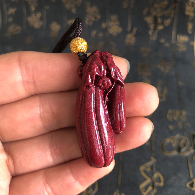 天然紫金砂招财挂件证书福瓜吊坠