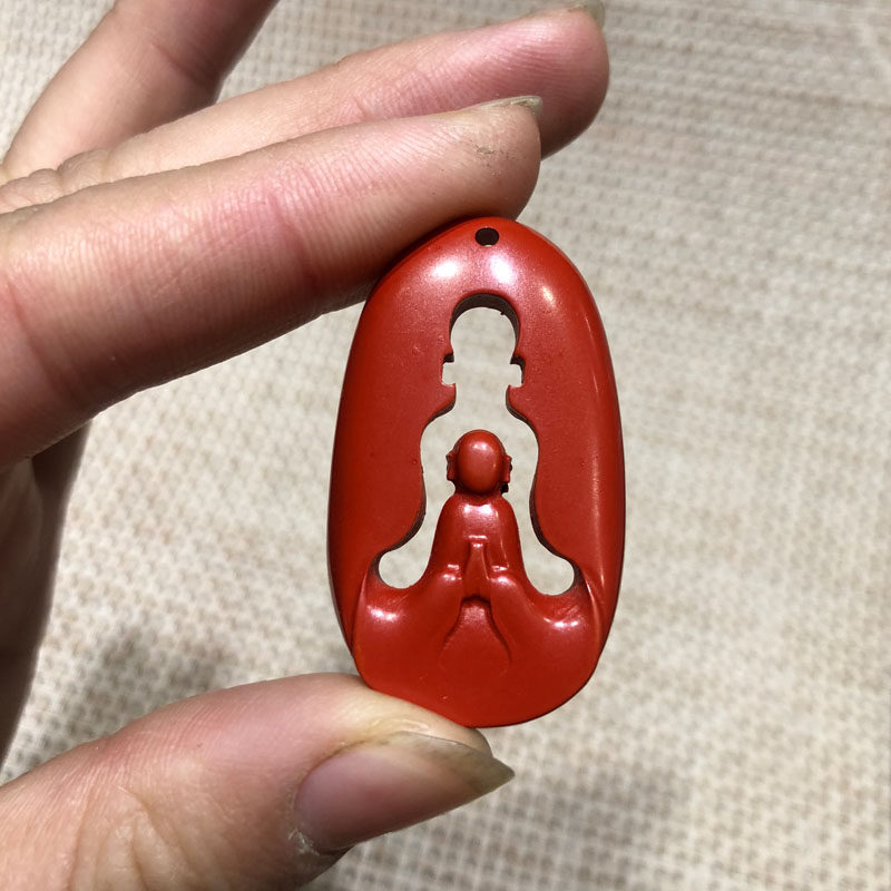 台湾天然高含量朱砂挂件男女佛成悟道项链吊坠送证书