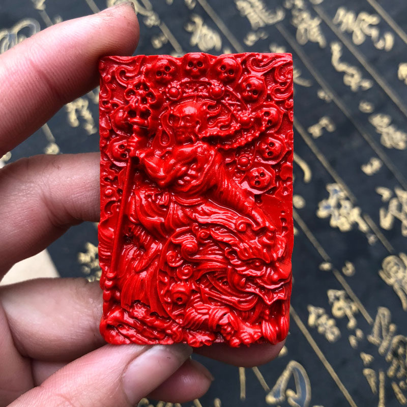 台湾原色朱砂伏虎罗汉挂件转运护身男女项链罗汉玉牌送证书